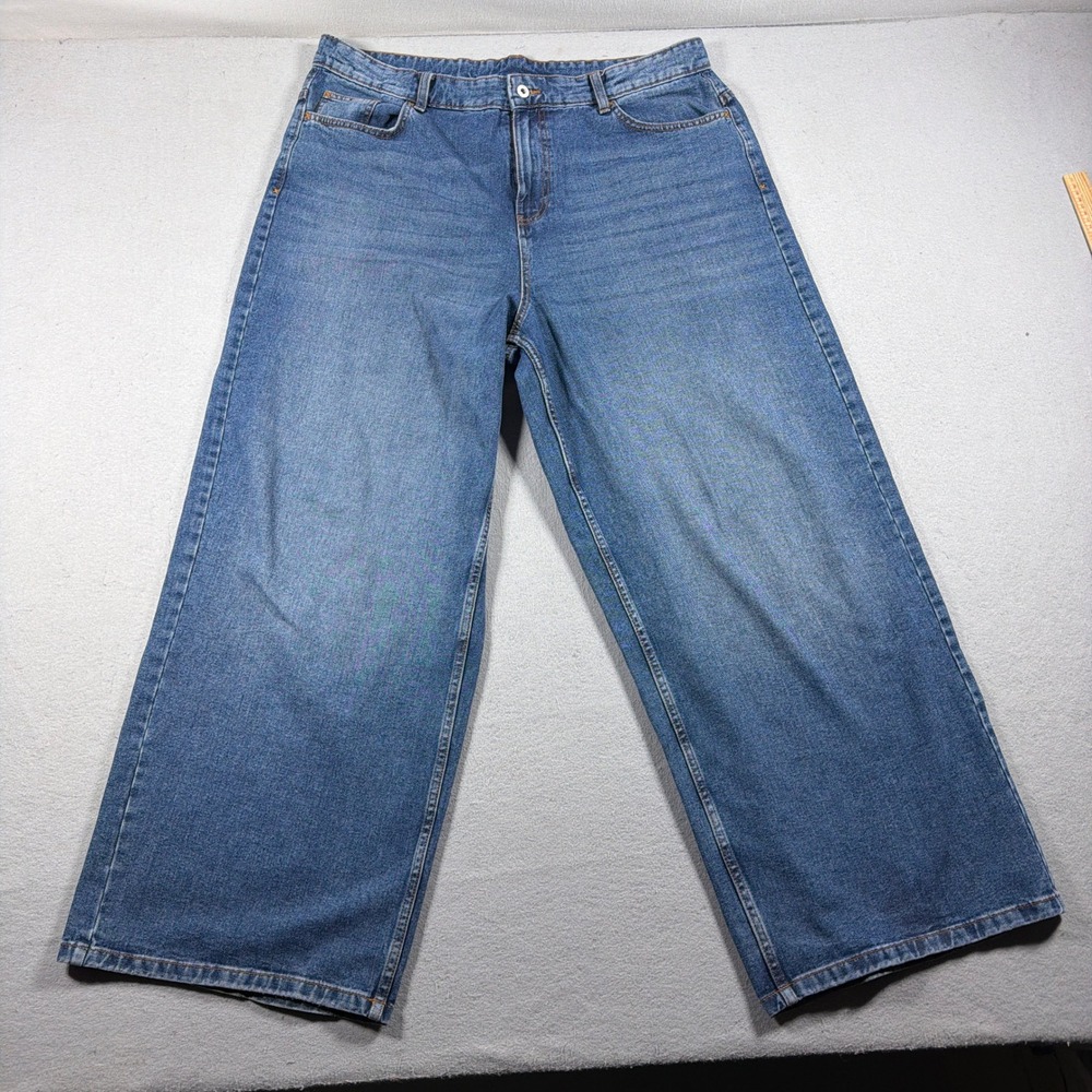 Collusion Wide Leg Jeans Men 38/32 Relaxed Blue Denim Streetwear Skater Baggy‎